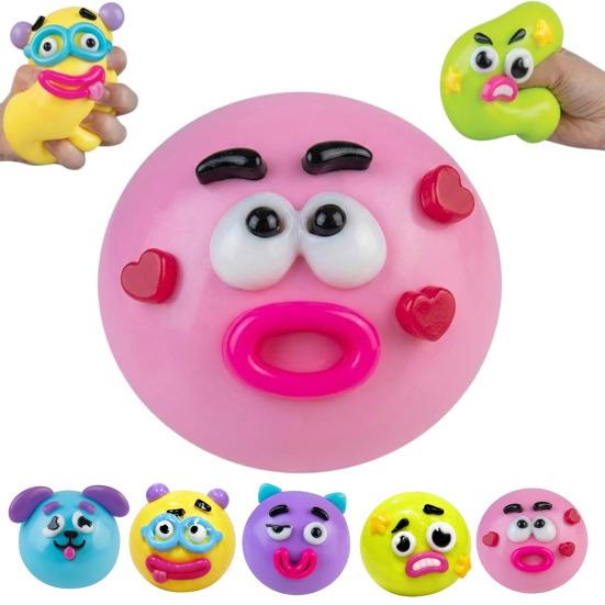 Cartoon Face Stress Ball Anxiety Relieving Moldable Dog Face Squeeze Toy Slow Rising Soft Stretchy Hand Relaxing Sensory Fidget