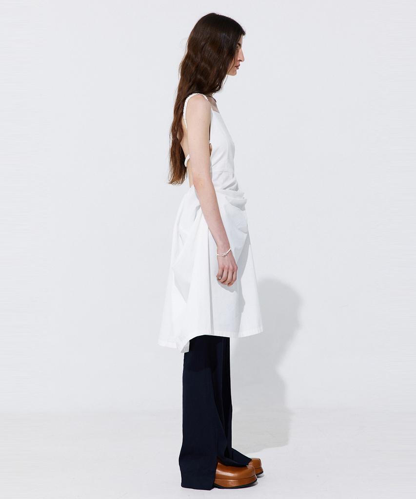 WNDERKAMMER Shirring Back Line Layered Dress_White