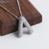 Rhinestones Letter Pendant Necklace Stain Steel Women Choker Simple Silver Zircon Necklace  Gift