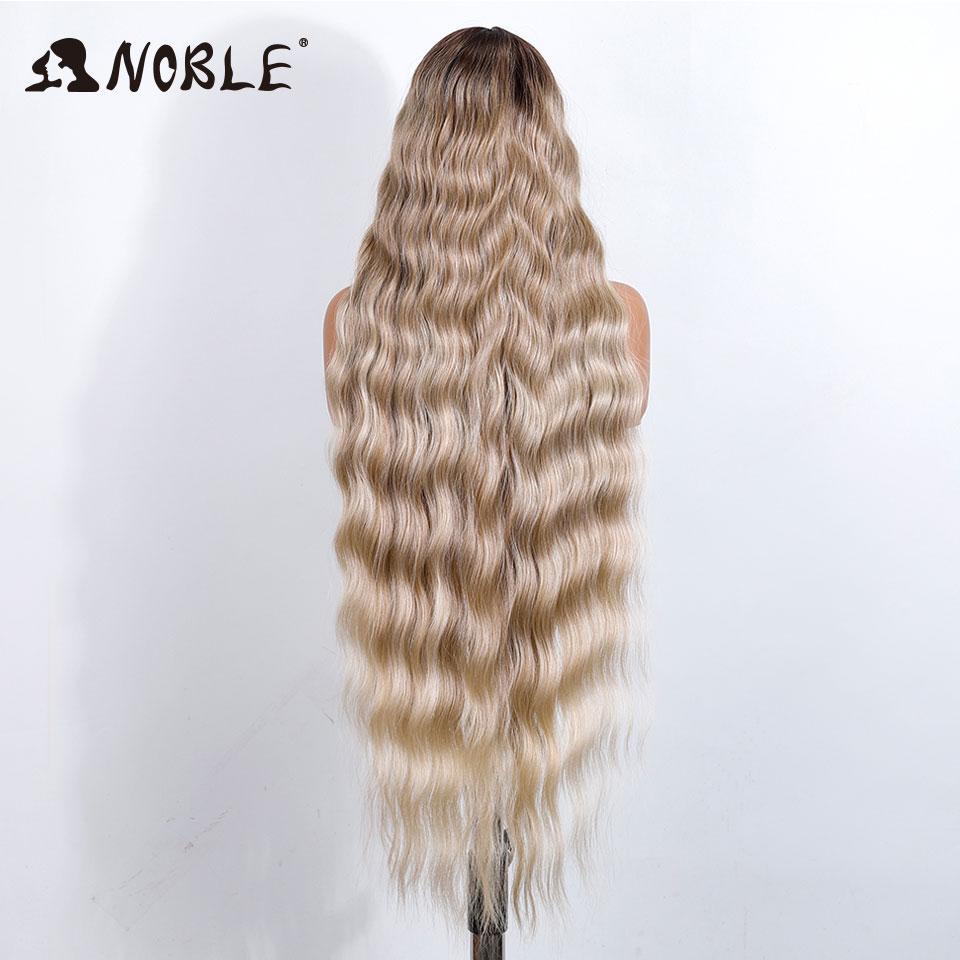 Noble Synthetic Lace Front Wig 36 " Long Wavy Lace Part Body Wavy Golden Wig For Women Lace Front Wig Ombre Blonde Cosplay Wig