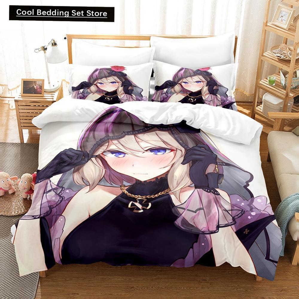 3D-trykk Anime Azur Lane Sengetøy Sett Enkelt Twin Full Queen King Size Sengesett Voksen Barn Soverom Dynetrekk Sett laken sett