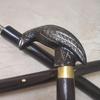 Brass Raven Black Handle Cane Head Handle Wood Walking Stick Cane 3 Part Open Accessories Spare Part Gift