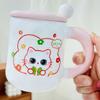 Cute Rabbit with Lid Straw Cup Cartoon High-value Large Capacity Souvenir Mug Girl Couple Ceramic Cup Set
