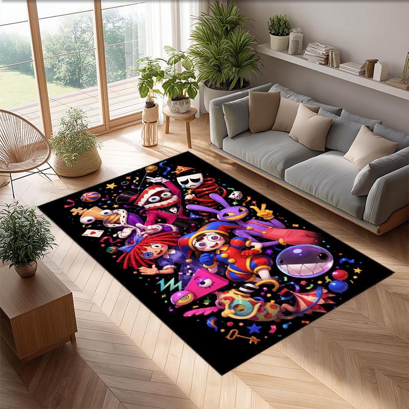 The Amazing Digital Circus Crystal Velvet Rug, Soft Anti‑Slip Crystal Velvet Carpet for Living Room Bedroom Home Decor