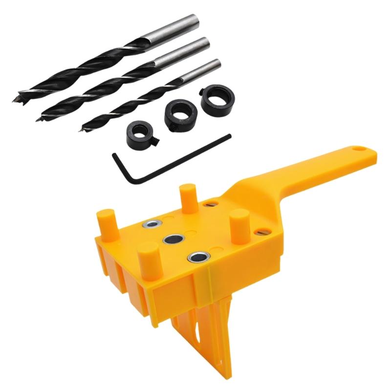 Complete Wood Drilling Guide Kit With 3 Size Drill Bit For Precise Hole Positioning In Woodworking And Furniture Assembly