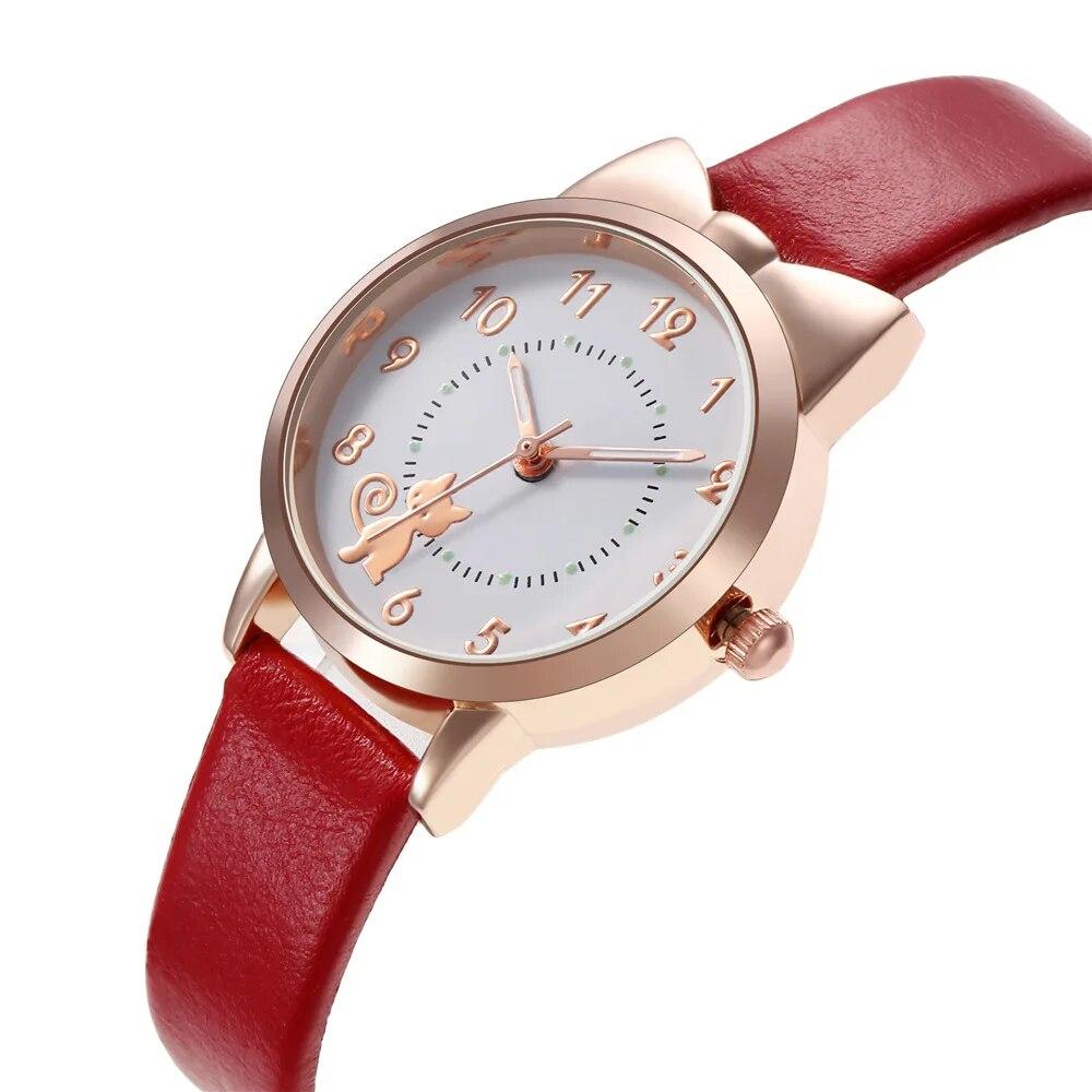Cute Cartoon Cat Luminous Quartz Watches for Girls Wrist Watch Clocks