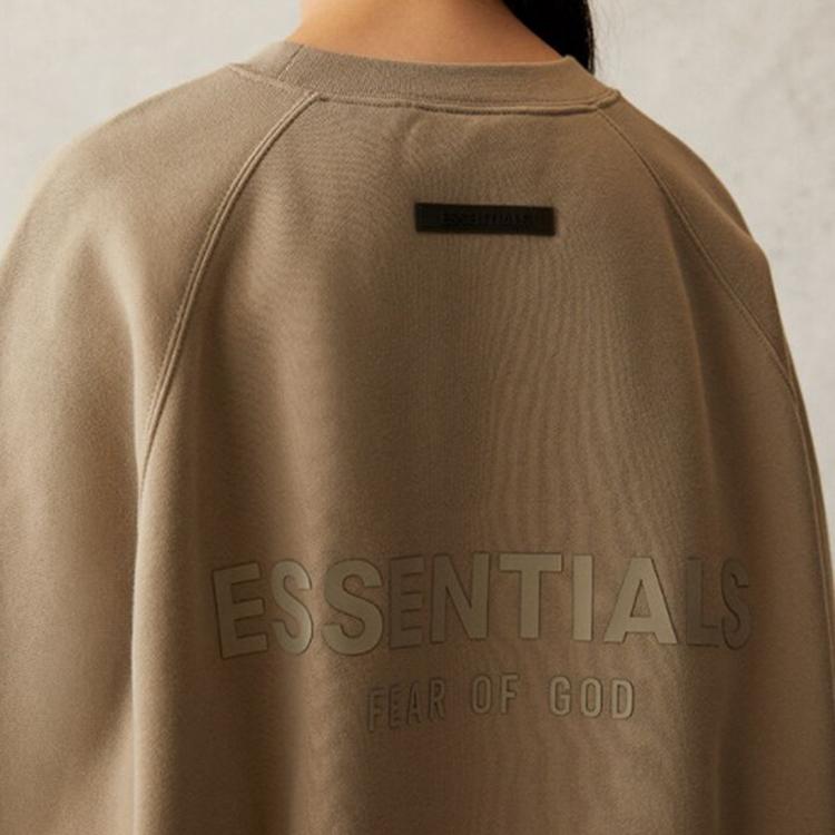 Fear of God Essentials Fleece Crewneck Sweatshirt With Logo Print Unisex Sweatshirt Moss FOG-SS21-580