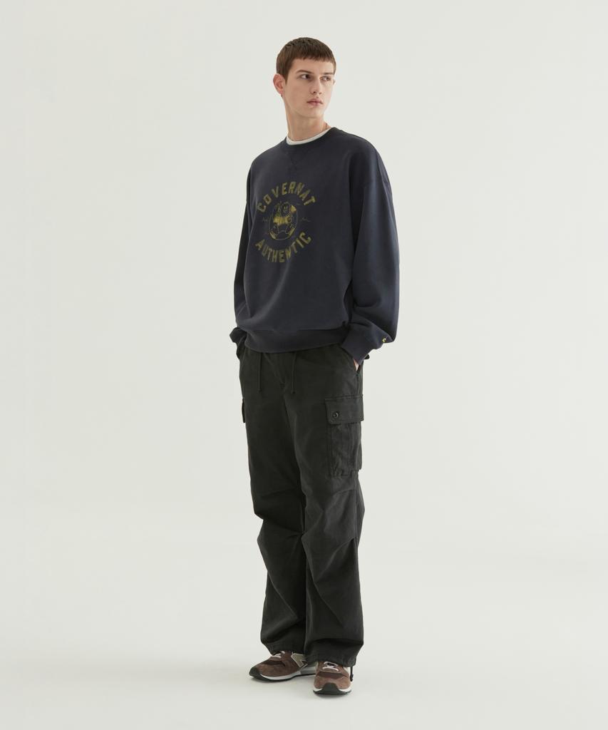 COVERNAT Wide Cotton Parachute Pants Black