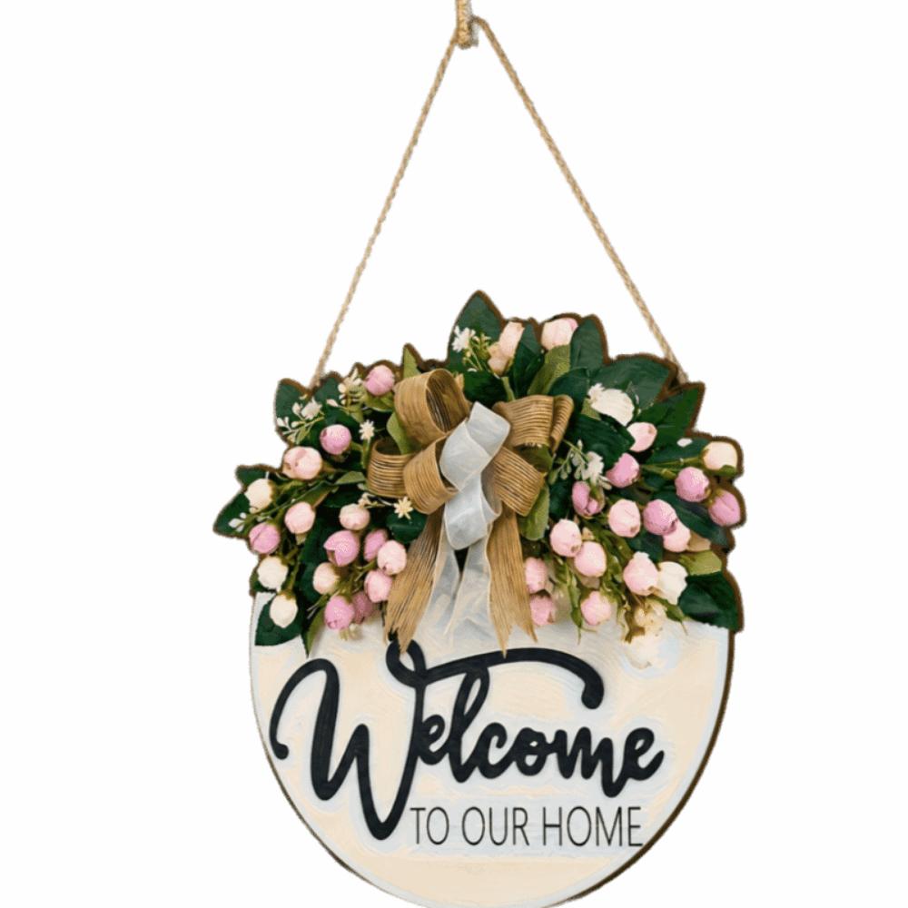 2D Flat Welcome Sign Flower Hanging Decoration Personalized Wall Art Outdoor Decor