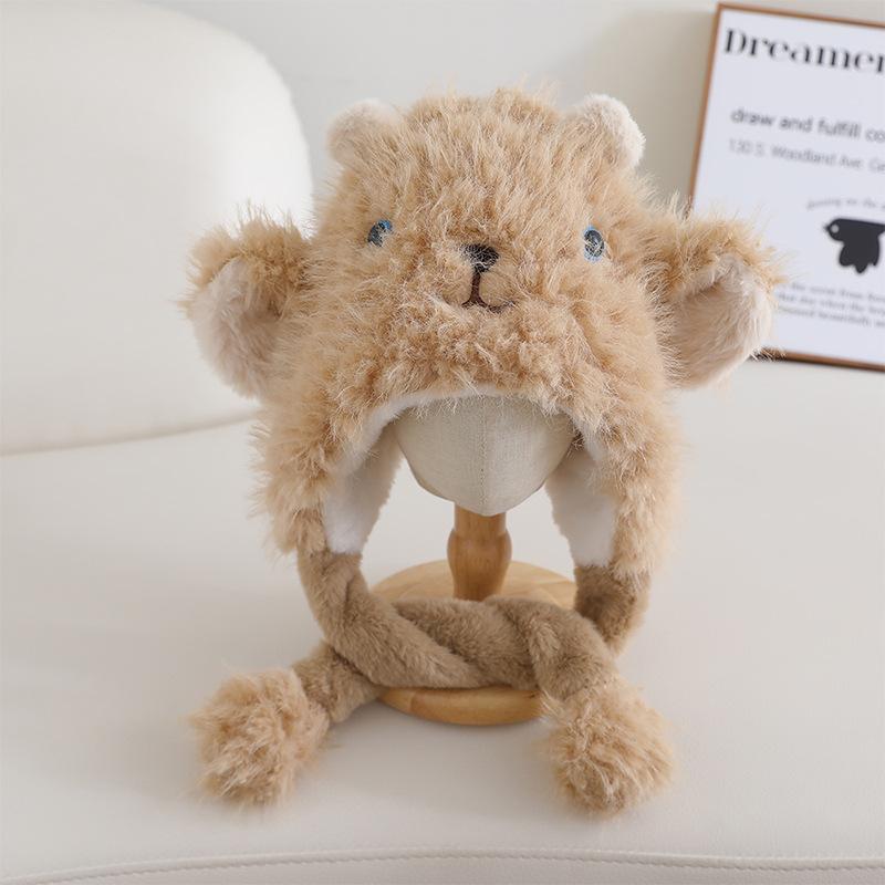 Korean Style Winter Scarf and Hat One Piece Set of Two Piece Cute Lamb Bleating Baby Warm Ear Protection Woolen Hat