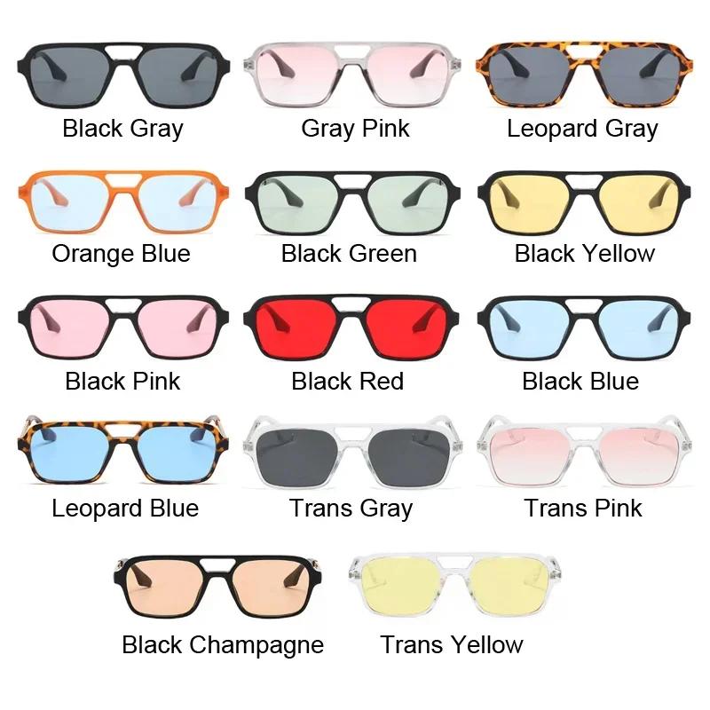 Vintage Classic  Designer Double Bridge Square Sunglasses Women for Men Male Luxury Sun Glasses Punk Big Frame Shades UV400