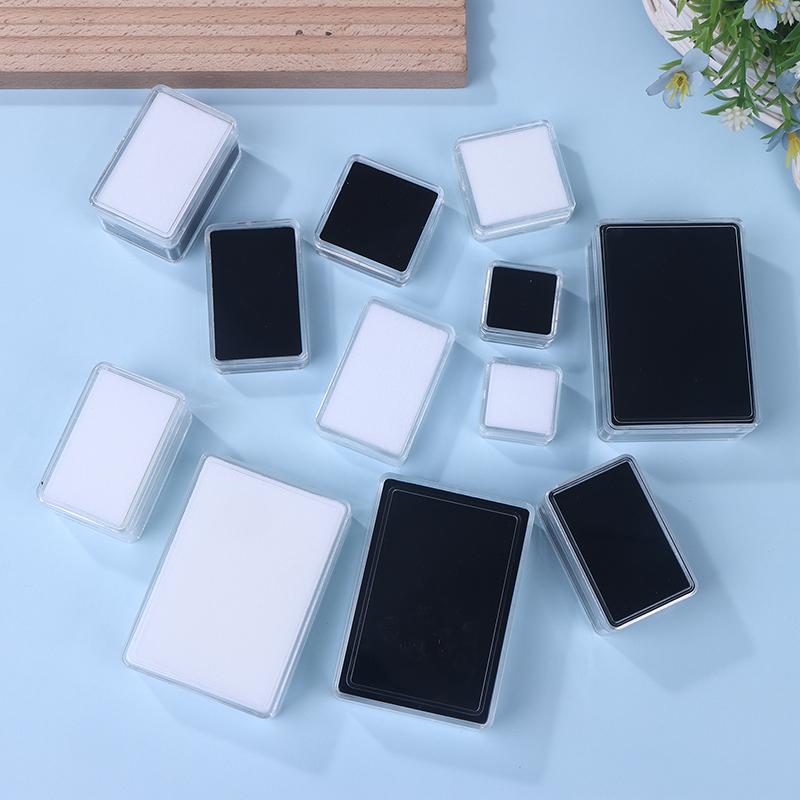 Black White Jewelry Display Box With Foam Pad Bare Stone Gem Storage Container Case Glass Beads Organizer Packaging Box