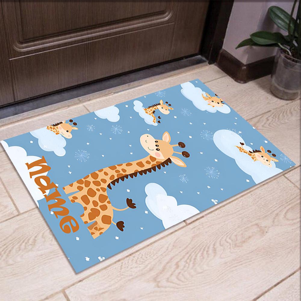 Custom Name Giraffe Printed Carpet,Rug for Office Chair Living Room Bedroom Kitchen Room Decor Gifts.