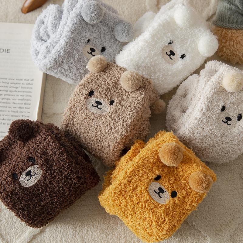 Cartoon Cute Socks Women Autumn Winter Thick Warm Floor Sleeping Socks Coral Velvet Thermal Lolita Kawaii Socks Christmas Gifts