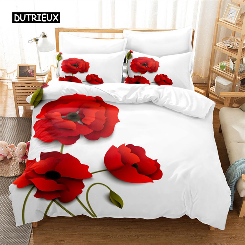 Attractive Flowers Bed Linen Kit Quilt Cover Kit 3d Bedding Digital Printing Bed Linen Queen Dimension Size Bedding Sets Fashion Designs