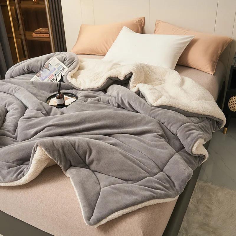 Multi-function Fleece Plush Throw Blanket for Bed Sofa Winter Home Warm Plaid Keep Warm 2 Layers Blanket Bedspread Bedding Sheet