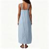 Women Sleeveless Loose Fit Casual Long Dress with Adjustable Striped Straps Lightweight Summer Maxi Dress for Daily Wear