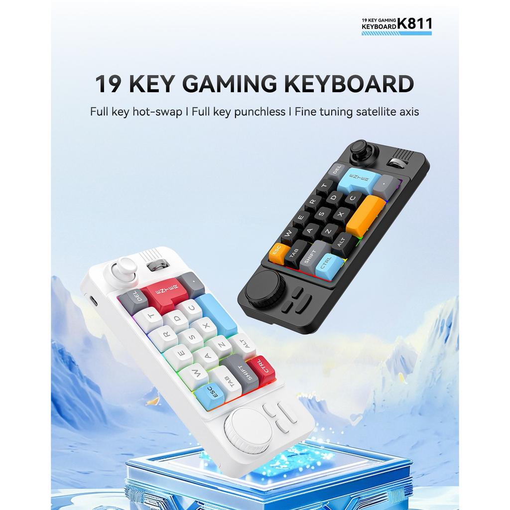 RGB Hot Swap Kabelgebundene Mechanische Gaming-Tastatur mit Lautstärke-Scroll-Joystick, Hintergrundbeleuchtet, 19 Tasten, Programmierbares Tastenfeld für Computer Laptop