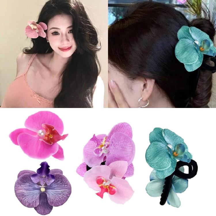Orchids Flower Hair Claw Clip French Jaw Clip Spring Hair Grip PonytailHolder
