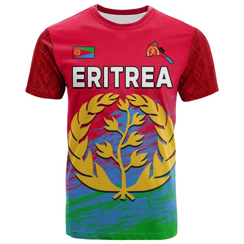 Nové futbalové tričko Eritrea Pánske športové tričká Eritrejská vlajka Grafika Nadrozmerné topy Unisex Bežné tričká Tímové uniformy