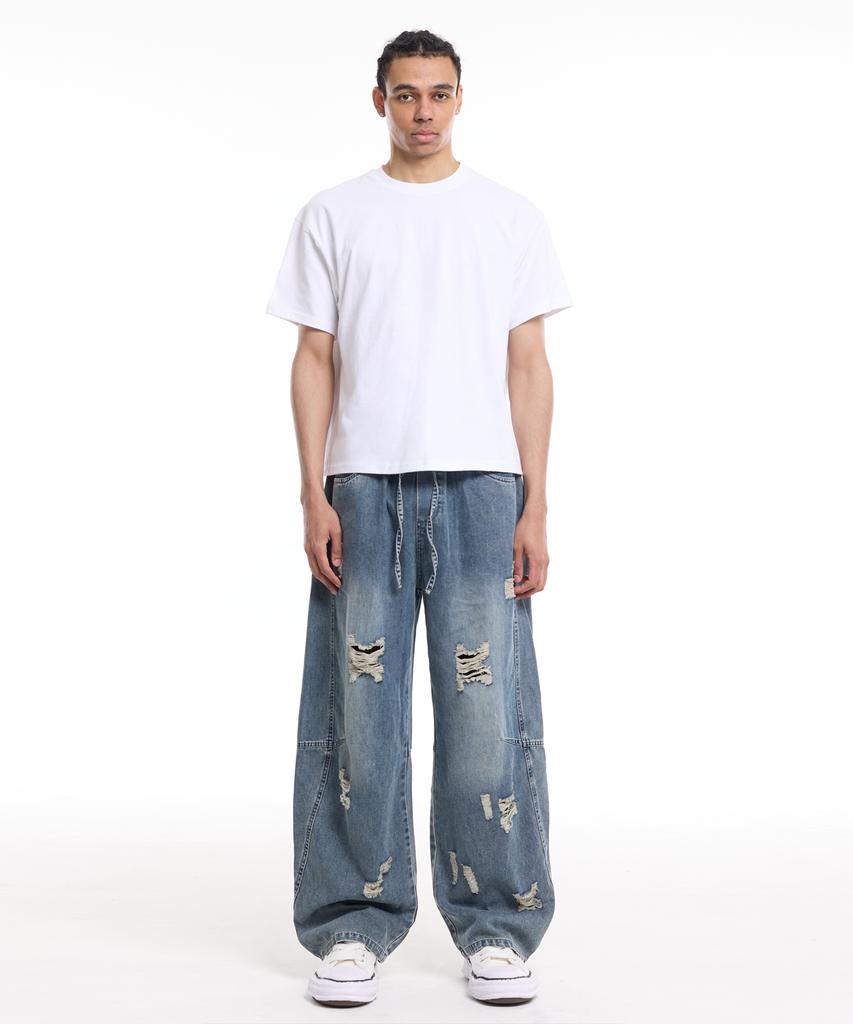 CREAM SODA LAB Men'S Standard Fit Cropped Short Sleeve Tee White