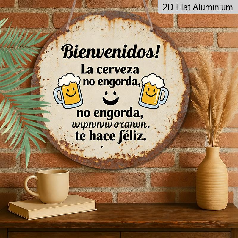 2D Flat, 1pc Welcome to Drink, Beer Brings You Joy with a Vintage Metal Aluminum Sign, Decorative Plaque And Sign (7.87X7.87 Inches), Humorous Gift