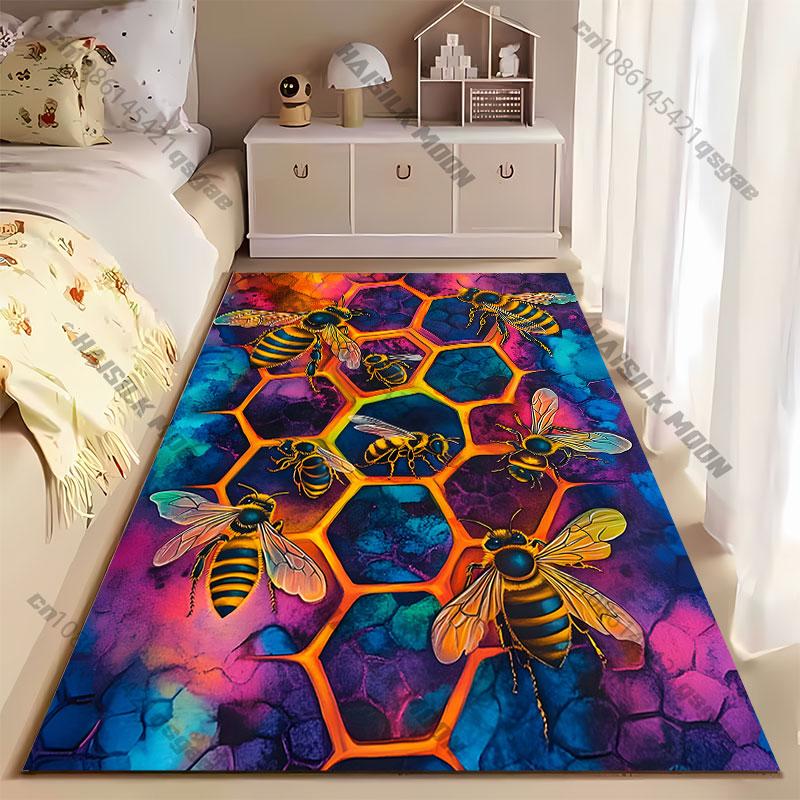 Bienen lebendiger Waben-Teamwork-Teppich Yoga Wohnzimmer Zimmerdekoration Kinder Krabbelmatte Fußmatte Bereichsteppich Spielmatte