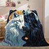 1Pc Wolf Moon Print Flannel Blanket, High Quality Comfortable for All Seasons, Home Decor, Warmth and Comfort, Perfect for Christmas Gifts13