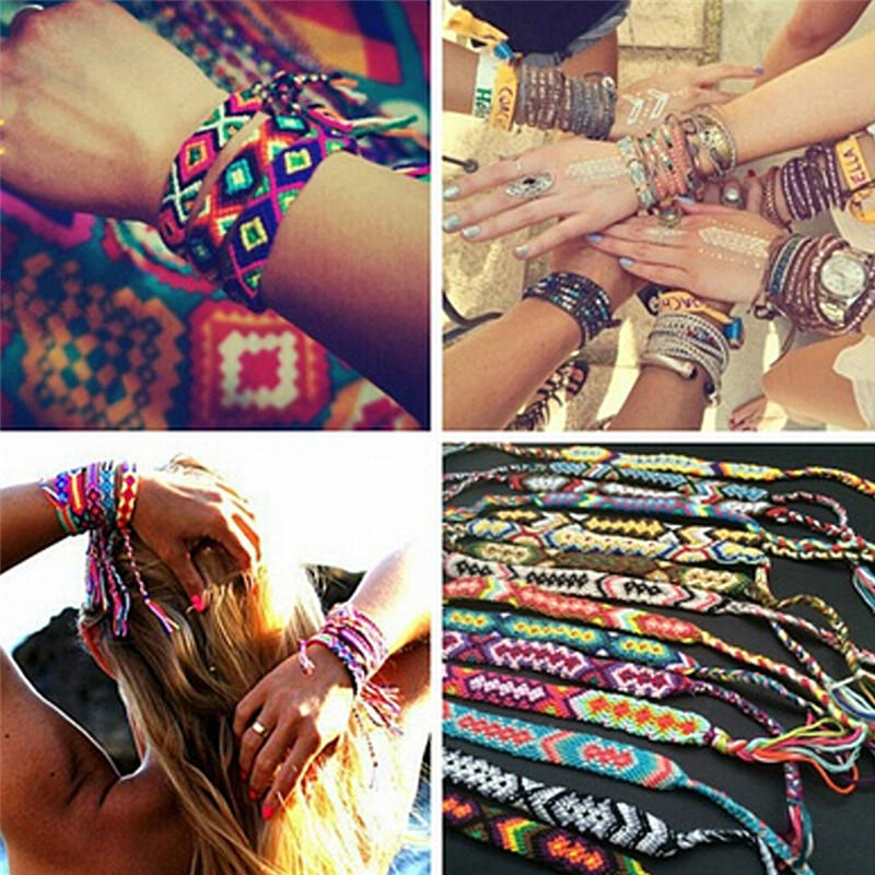 Vriendschapsarmband Handgemaakt Geweven Touw Koord Hippy Boho Borduurarmbanden
