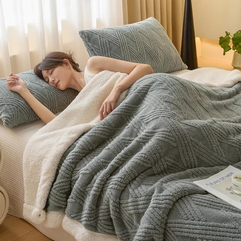 Verdickte Doppellagige Milch samt Lammfell samt Decke Büro Nickerchen Decke Studentenschlafsaal Schulterwärmer Wolldecke