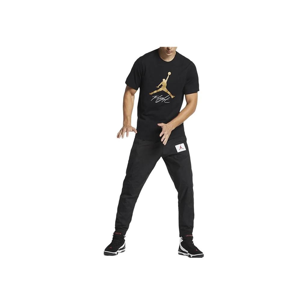 Jordan Design Logo Jumpman Flight Comoda Semplice Morbida T-Shirt Maniche Corte Uomo Top Nera AO0665-011