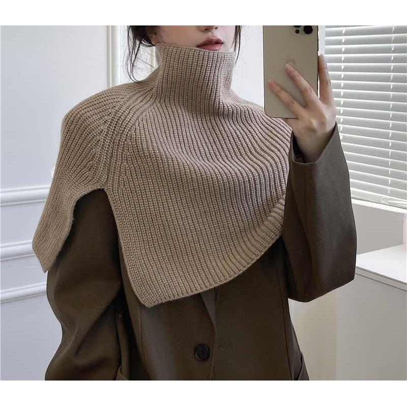 Scarf Women's Winter New Fashion Outer Pullover Scarf Women's Solid Color Neck Cover Wool Knitted Sweater Shawl