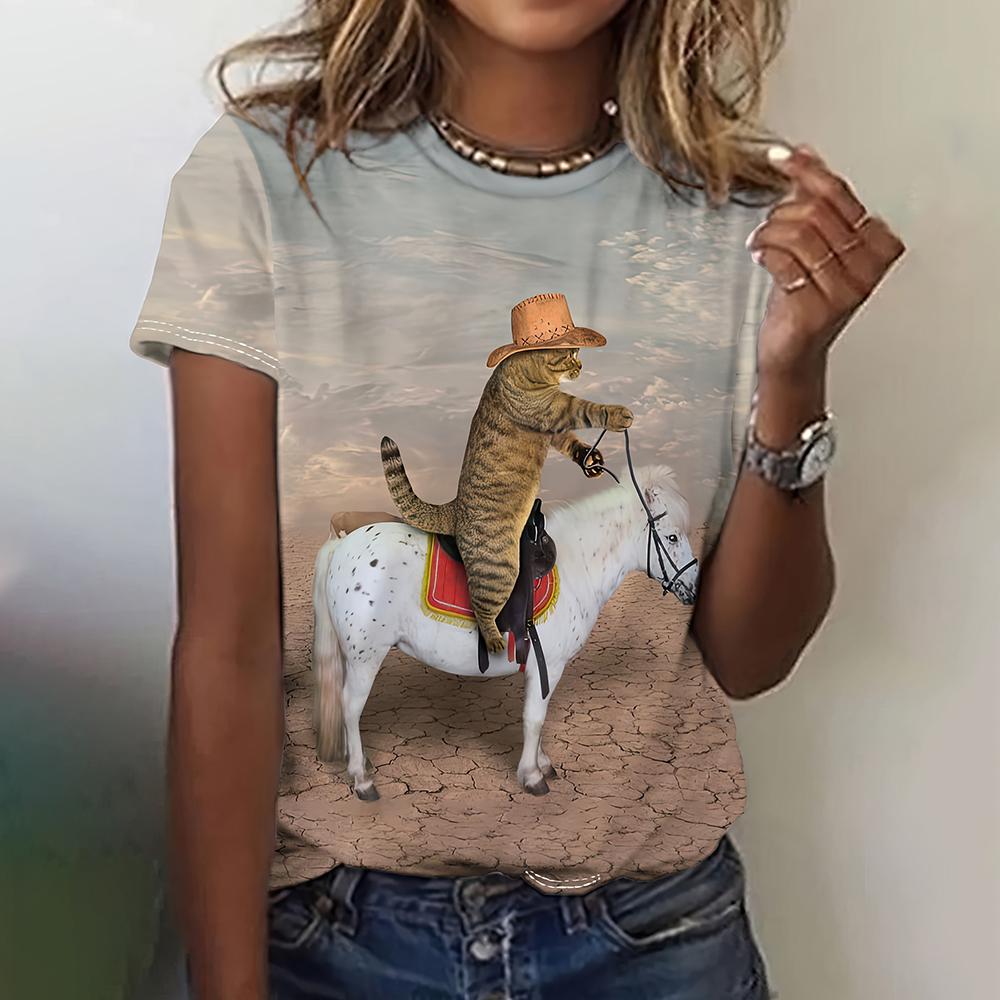 Funny Animal 3d Print Graphic Women's T Shirts Short Sleeve Top Women Kawaii Fashion Oversized Female Clothing Ladies Summer Tees