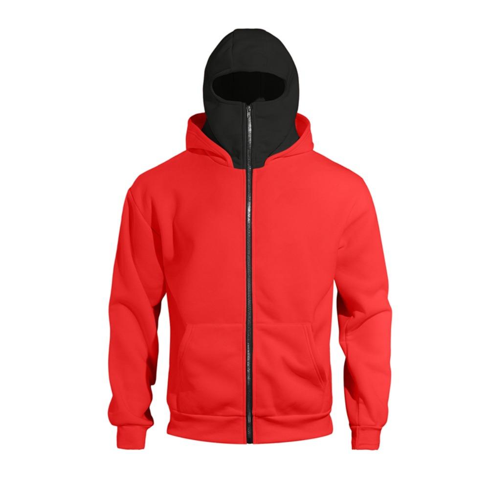 Plain Design Hooded Zip Up Double Hood Sweatshirt for Men Women Autumn Winter Ins Style Couple Matching