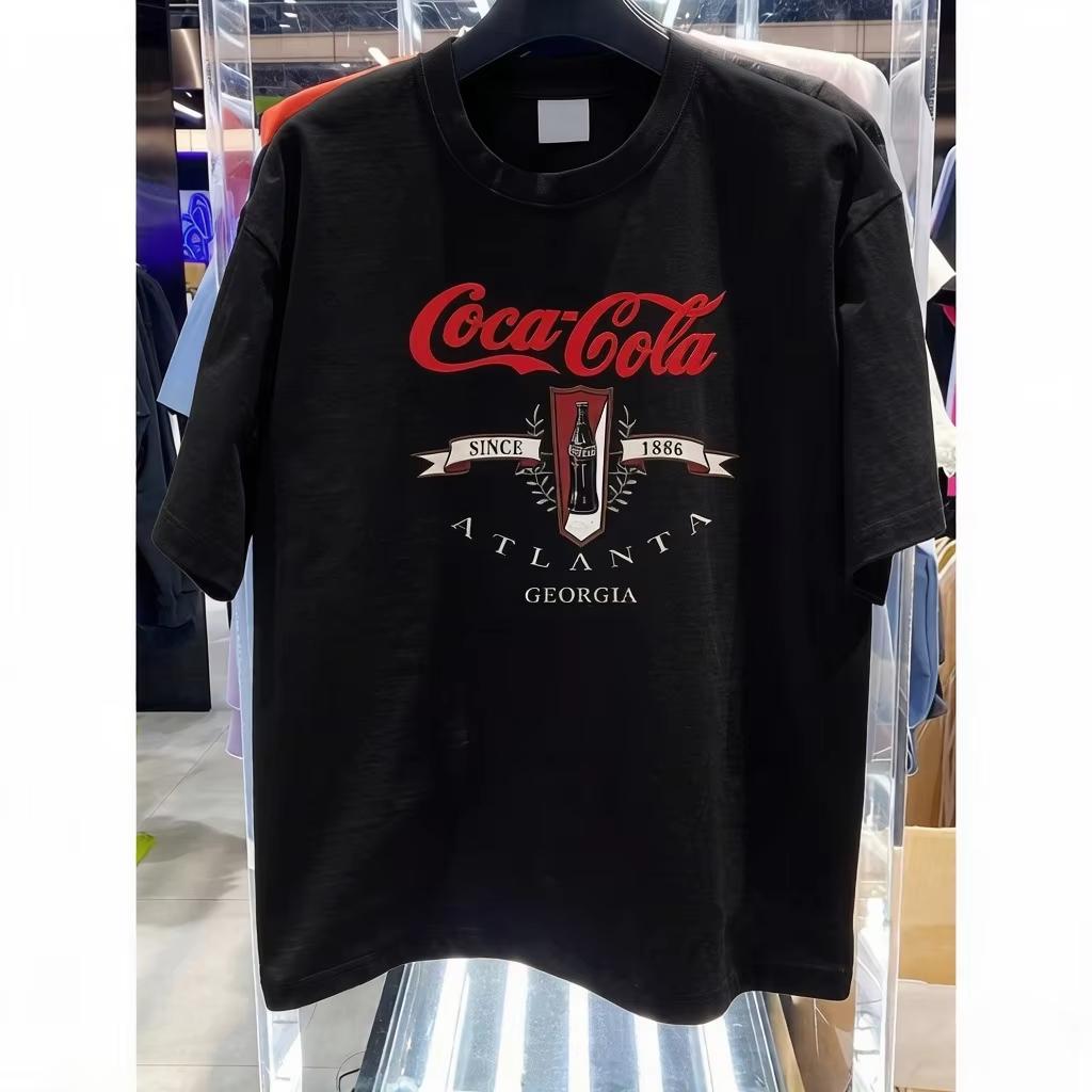 Classic Coca-Cola Graphics Unisex Shirt 100%Cotton Men's Y2k Loose Fit Comfortable Streetwear