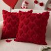 Valentine's Day Plush Pillow Cover with Heart Embroidery Jacquard Cushion for Sofa Living Room Decor (Pillow Not Included)