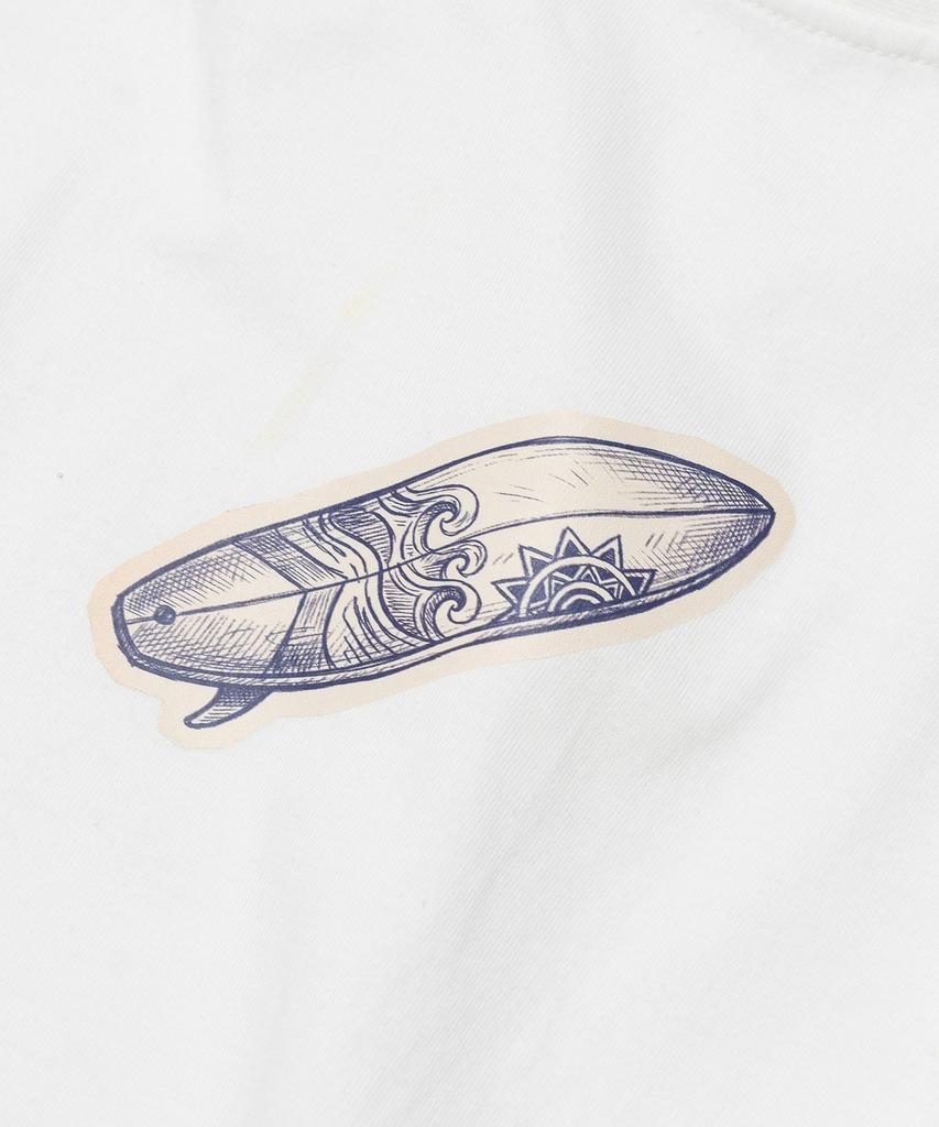 Wogseuaenko Surfboard Washed Short Sleeve T-Shirt (White)