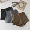 2023 Women's PU Leather High-Waisted Black Wide-Leg Shorts - Autumn/Winter Style