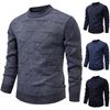 Men's Velvet-Lined Knit Sweater - Warm Autumn/Winter Round Neck for Middle-Aged Dads