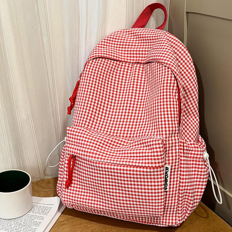 Schoolbag schoolbag junior high school girls high school students ins niche versatile new primary school students plaid high value girls backpack