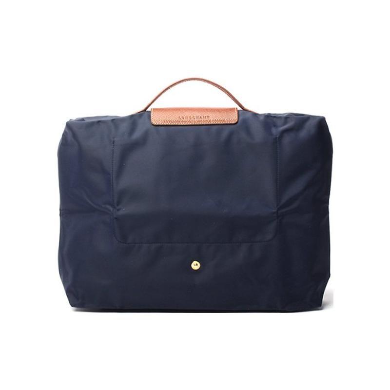Longchamp Le Pliage 37 Zipper Snap Closure Recycled Canvas With Leather Trim Tote Bag Briefcase Small Men Tote Bags Navy-Blue 2182089P68