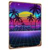 Vintage Geometric Sunset Coconut Tree Metal Tin Sign Home Decor Wall Art