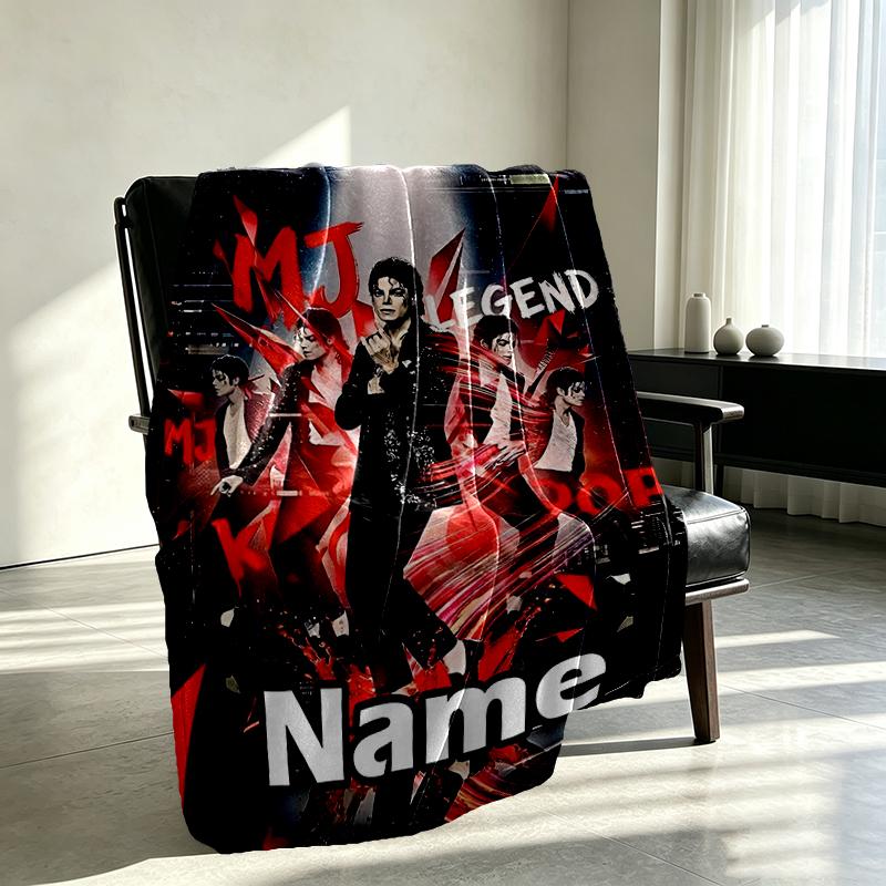Custom Name Personalized Michael Jackson Print Blanket, Home Decor, Bedroom, Sofa, Camping, Couch, Gifts for Birthday Christmas
