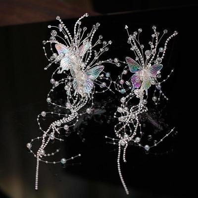 2024 Butterfly Tassel Pearl Bridal Hairpin - Princess and Fairy Crystal Wedding Accessory