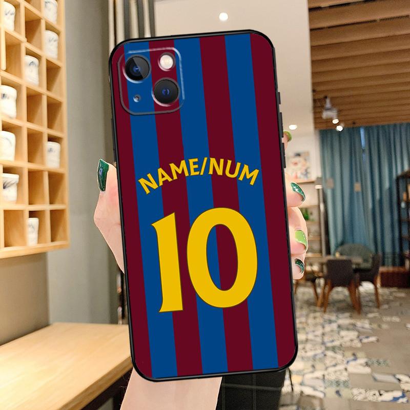 Personalisierte Fußball Name Nummer Handyhülle für iPhone 13 12 11 14 15 16 Pro Max XS X XR Plus 12 13 Mini Rückabdeckung