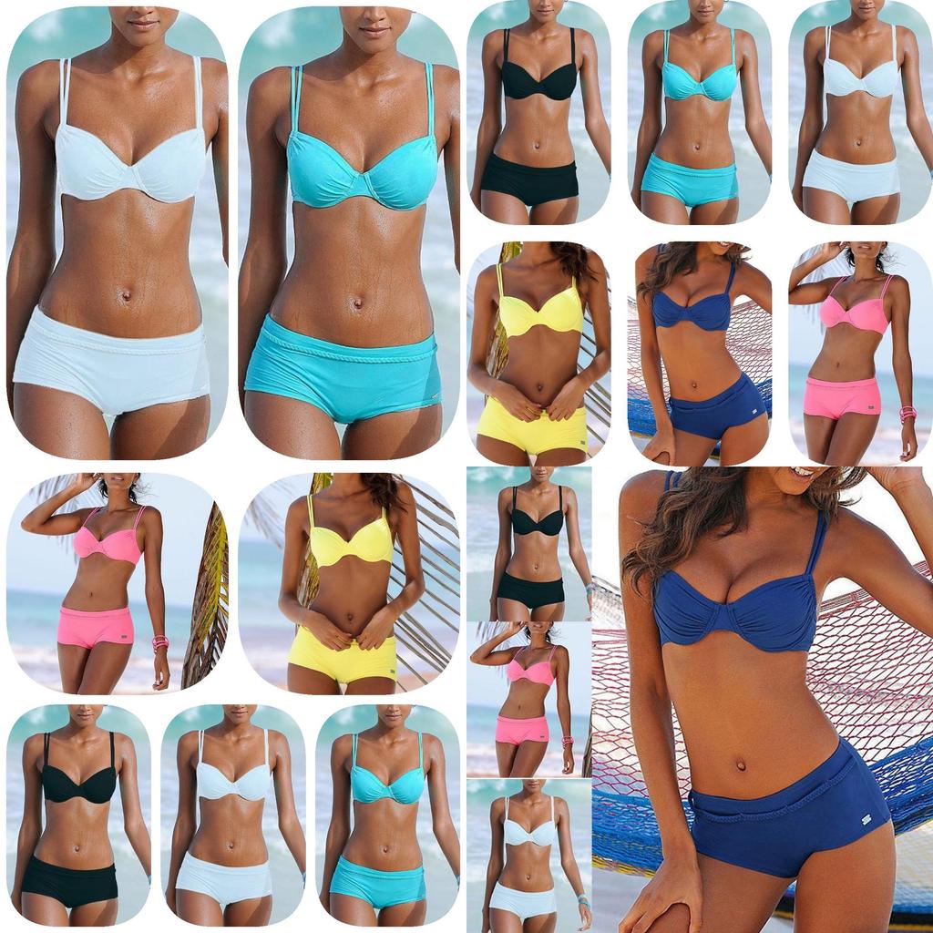 Elegant Solid Color Bikini For Women Sexy Backless Swimsuit With Underwire