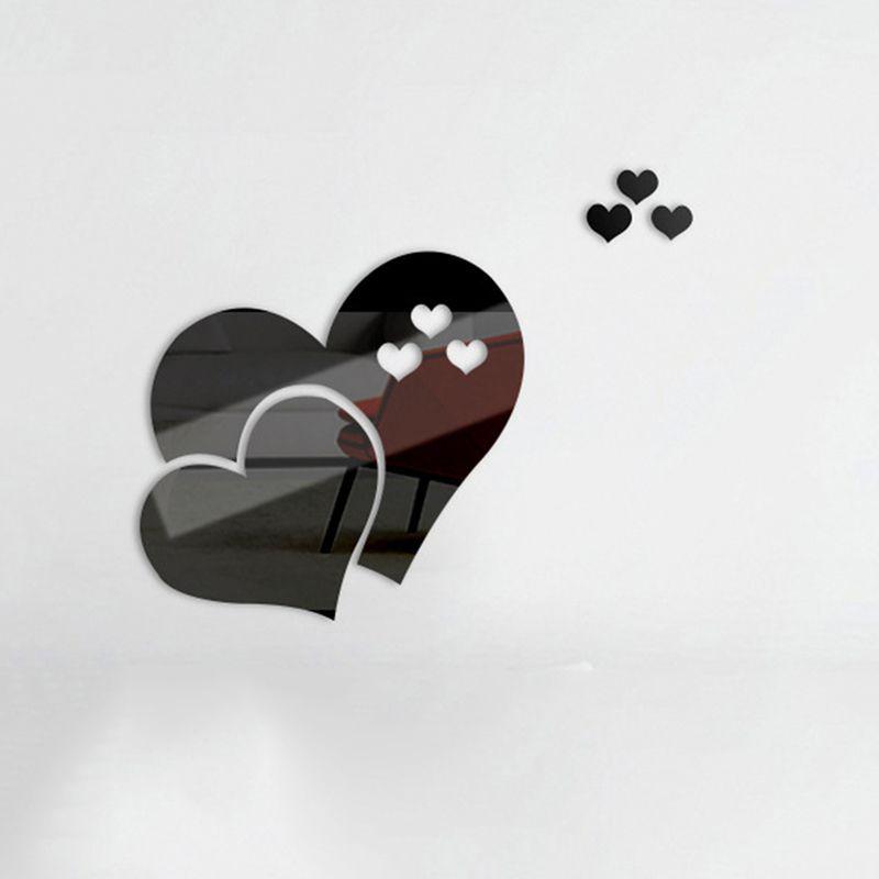 Eye-catching 3d Love Heart Mirror Wall Stickers Decal To Enhance Your Space