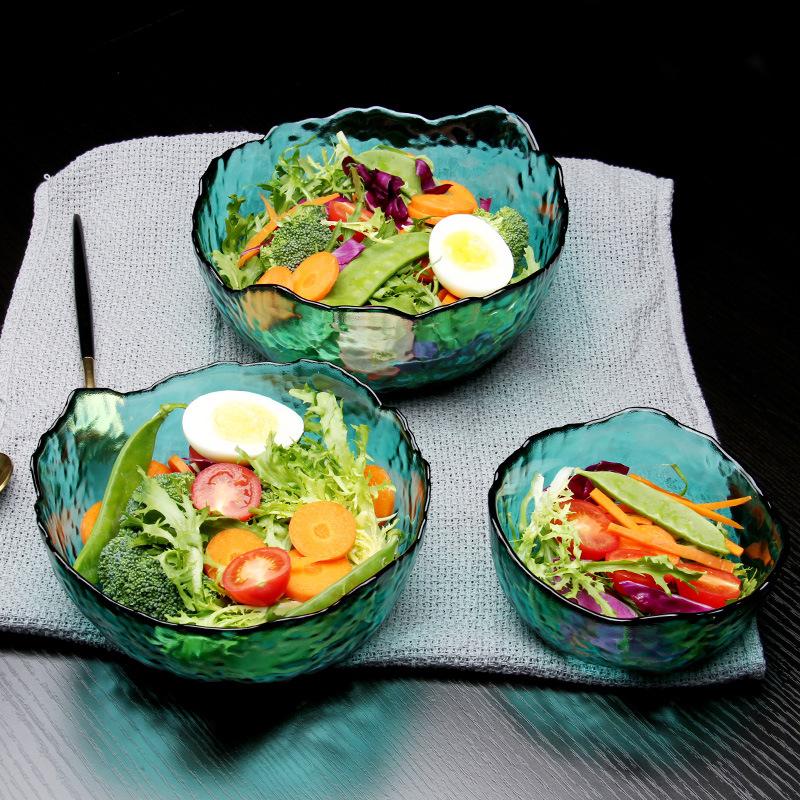 Disposable Bowl High Quality Colorful Different Size  Purple Blue Pink Green Glass Salad Bowl for Home Fruit Serving