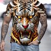 T-shirt z nadrukiem tygrysa 3D zwierzęcy męski koszulki letnie z krótkim rękawem męski pulower oversize t-shirty casualowe topy tees odzież męska