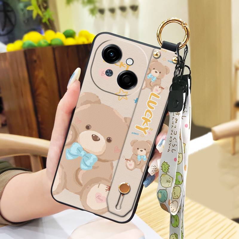 Coque de téléphone étanche avec béquille pour Tecno POP9 4G/Spark GO 1/KL4 Anneau Dragonne en silicone Étui souple Support de téléphone mignon